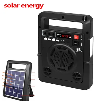 

Solar Energy Charge FM Radio TF USB Player Speaker Power Bank Function With Strong LED Flashlight For Outdoor Activity