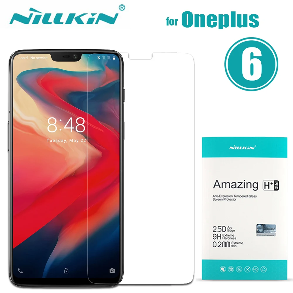

Nilkin for OnePlus 6 Tempered Glass Screen Protector Nillkin Amazing H+Pro Clear Protective Glass Film for One plus 6 1+6 A6000