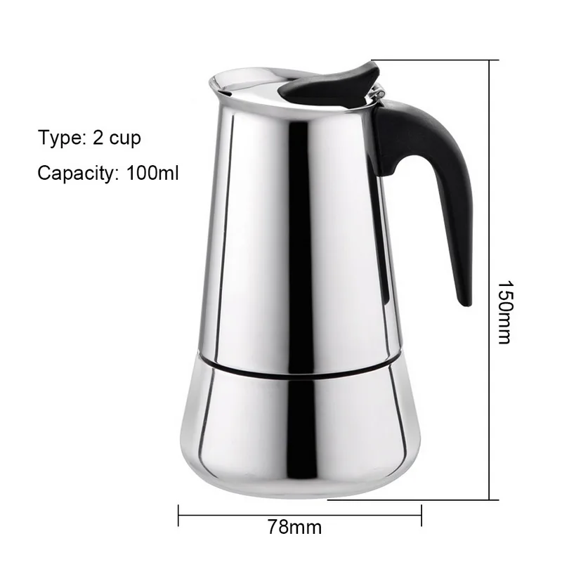 Кофе разработчиков в итальянском стиле топ Moka эспрессо Cafeteira Кофеварка 100/200/300/450 мл Плита Кофе горшок - Цвет: 100ml