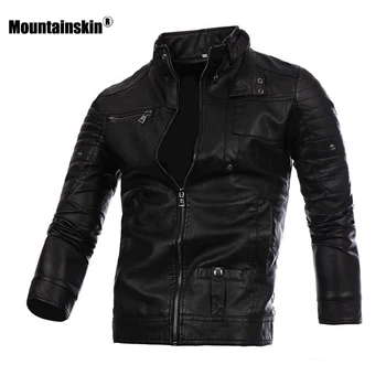 

Mountainskin Men's Leather Jackets Motorcycle PU Coat Spring Autumn Casual Male Leather Coats Slim Fit Mens Brand Clothing SA615