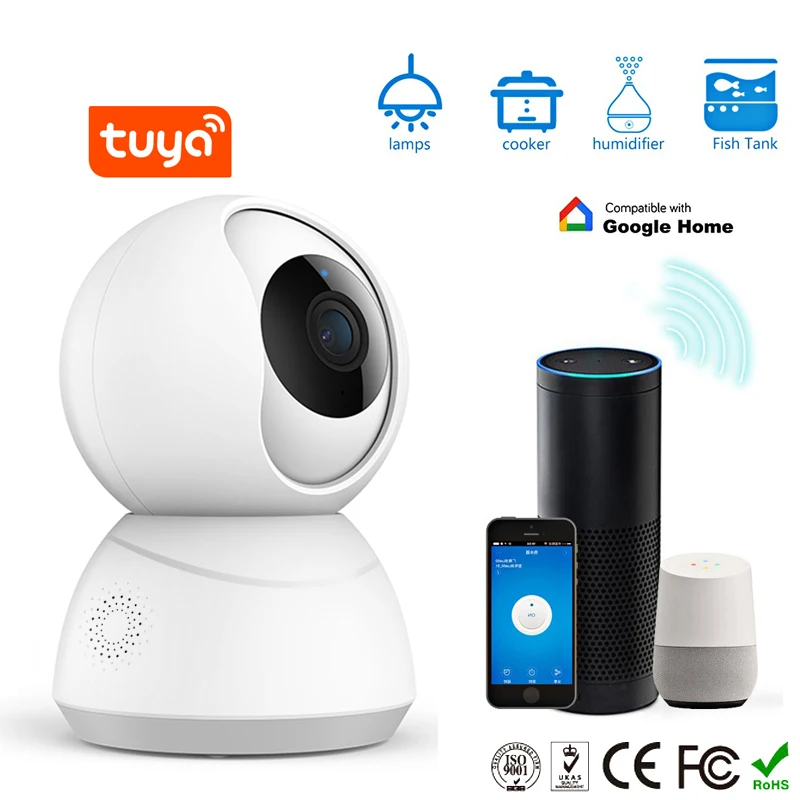 Видеокамера с Wi-Fi 1080 P домашняя охранная Hd Cctv камера с ночным-Visiontuya Smart Life Auto-Tracking (Eu Plug)