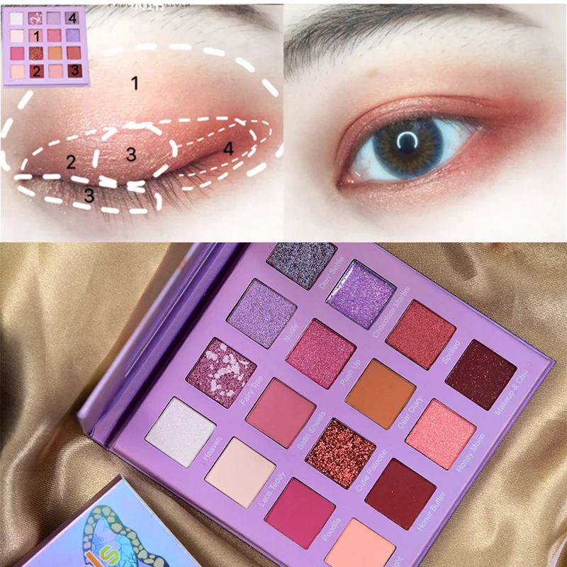 

16 Colors Makeup Natural Beauty Matte Glitter Eyeshadow Makeup Pallete Waterproof Nude Color Shimmer Eye Shadow Palette TSLM1