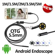5.5mm OD Smart Android Mobile USB Endoscope Camera Flexible Snake USB Inspection Borescope Android Camera 1M 1.5M 2M 3.5M 5M