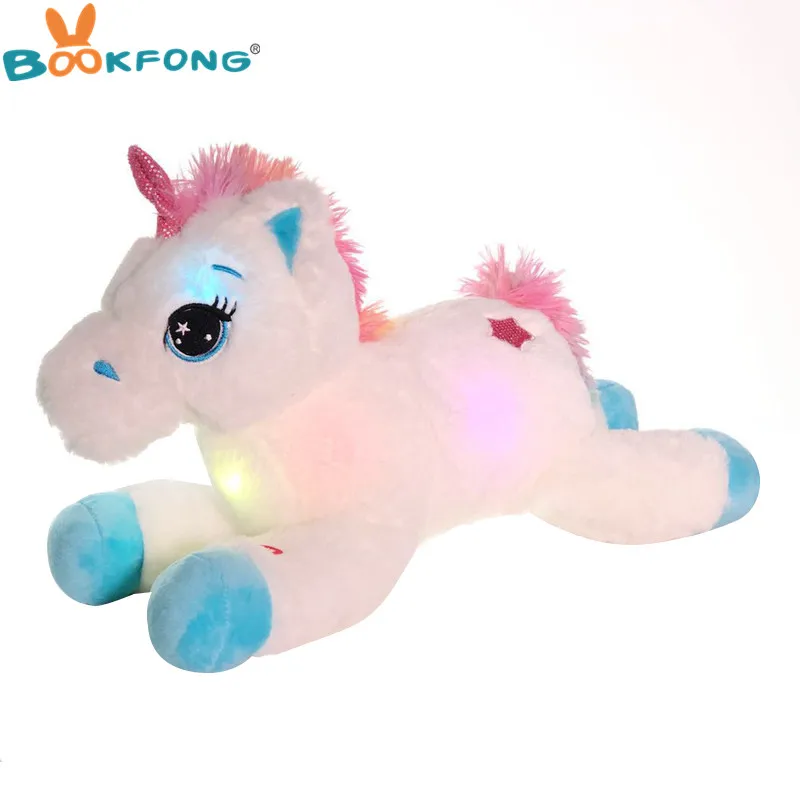 40 см Красочный светодиодный единорог плюшевые игрушки Светящиеся мягкие животные лошадь игрушка милый светильник пони кукла дети девочки рождественские день рождения подарки