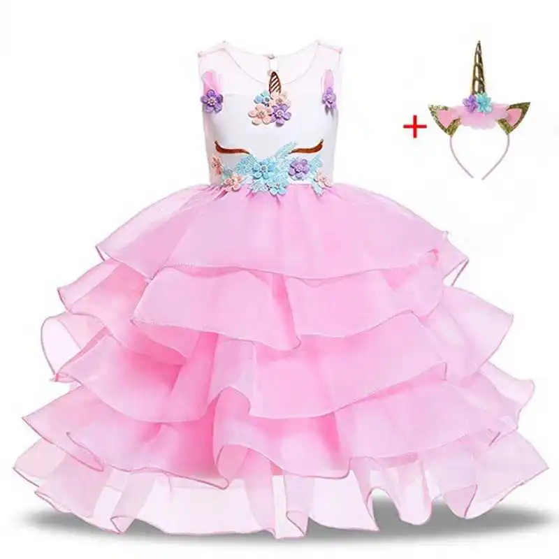 Платье-пачка для девочек с изображением единорога; Радужное платье принцессы; Детский костюм единорога для девочек; платье на Рождество, карнавал, год, свадьбу