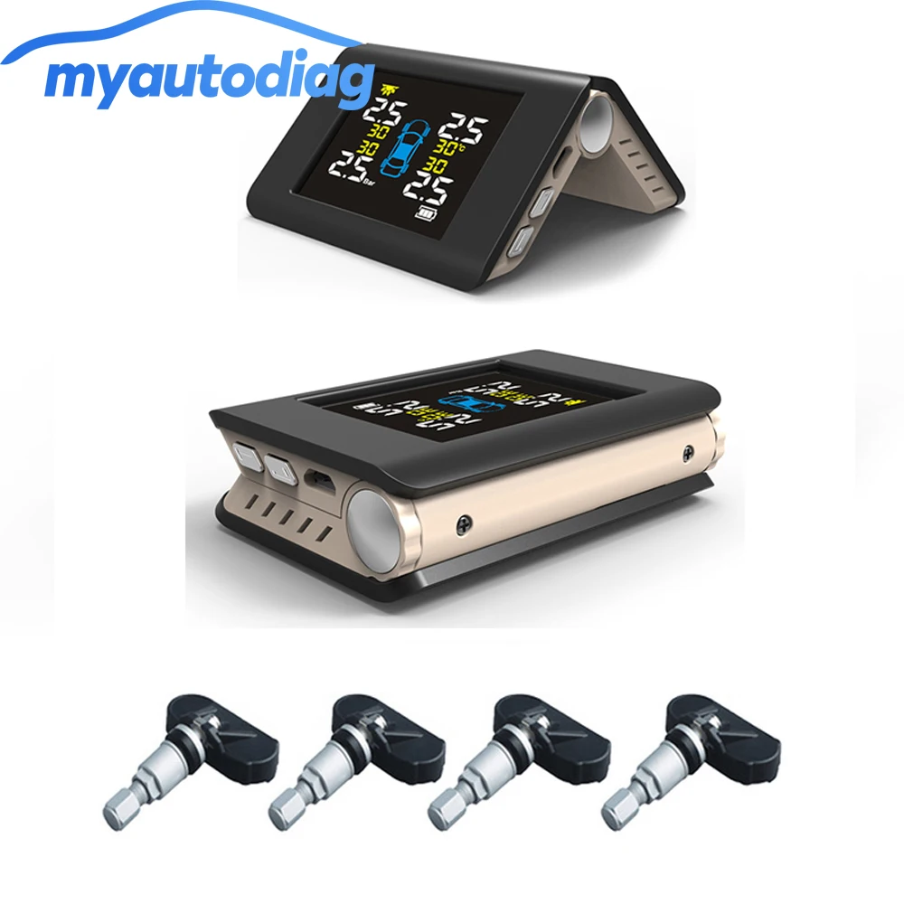 

2018 Newest Car TPMS Tire Pressure Monitoring System Solar Power Charging TFT Display Tyre pressure 4 Internal Sensor