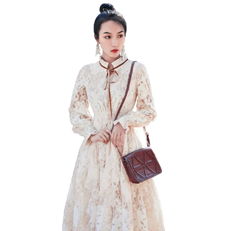 

YiLin Kay High-end custom Designer Runway woman dress 2019 Restoring ancient ways Hollow out Lace dress Vestidos