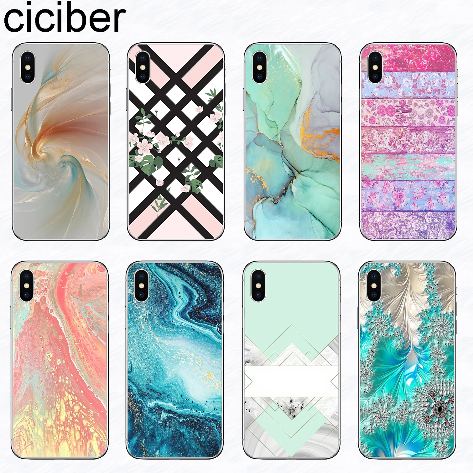 

ciciber Color Stripe Marble Art Phone Cases for Iphone 11 Pro XR XS MAX X Silicone Cover for iphone 7 8 6 6S Plus 5S SE Funda