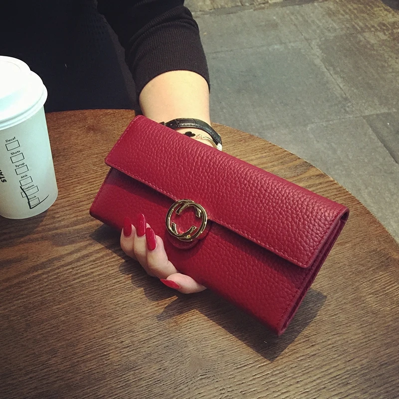 

Women Long Clutch Purse Fashion Genuine Leather Female Leather Wallets Large Capacity