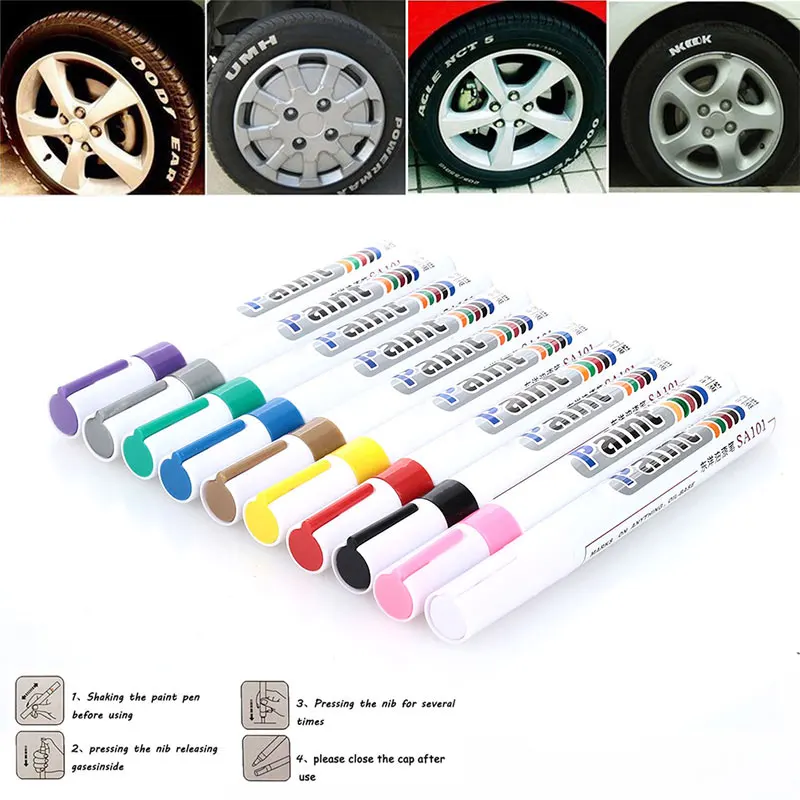 

10 Colors Waterproof Pen Car Tyre Tire Tread CD Metal Permanent Paint Markers Graffiti Oily Marker Pen Marcador Caneta Stationer