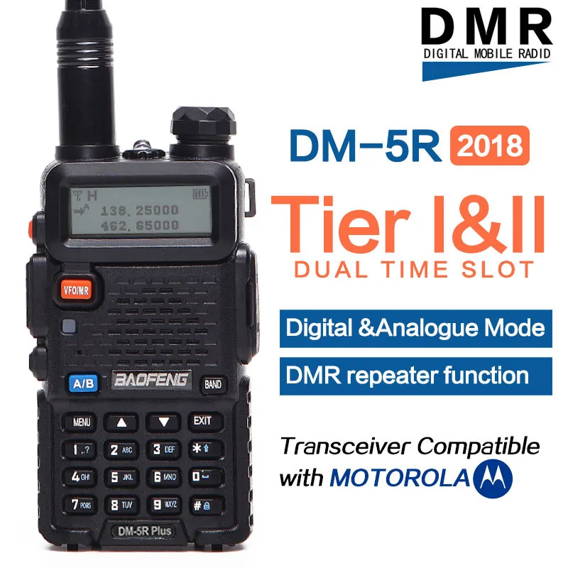 2018 Baofeng DM 5R Plus Digital Walkie Talkie DMR Tier1 Tier2 Tier II Dual Time Slot