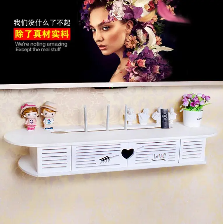

Tv set-top box rack non-perforated wall hanging wall covering wireless wifi patch panel router storage box