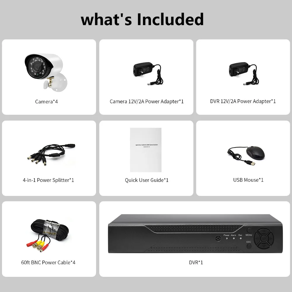 Wistino 4CH AHD DVR CCTV Camera System 720P Outdoor Cameras Surveillance Kit Home Security Video Monitor Kits IR Night Vision Indoor  (19)