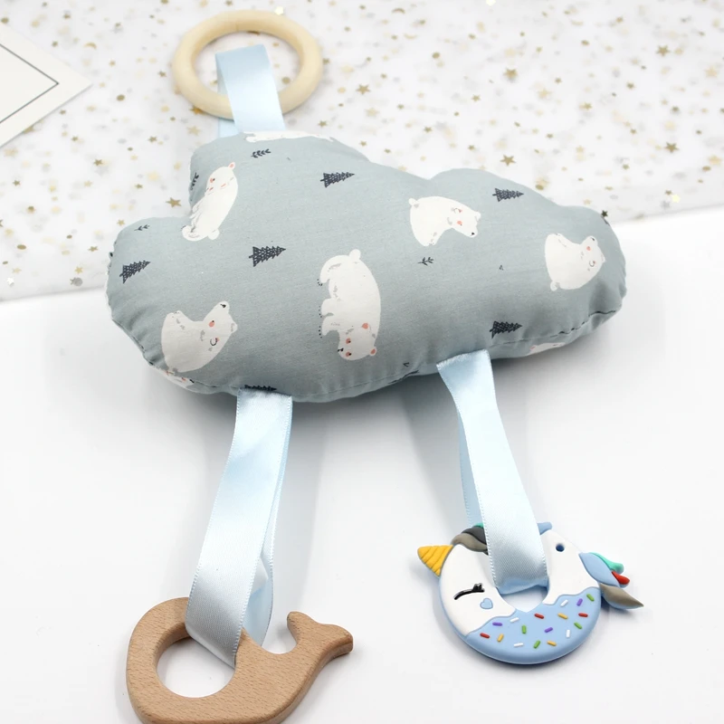 

1pc Wooden Ring Play Grym Stroller Accessories Wall Hanging Baby Crib Rattle Mobile Cotton Wood Teether Toy T0356