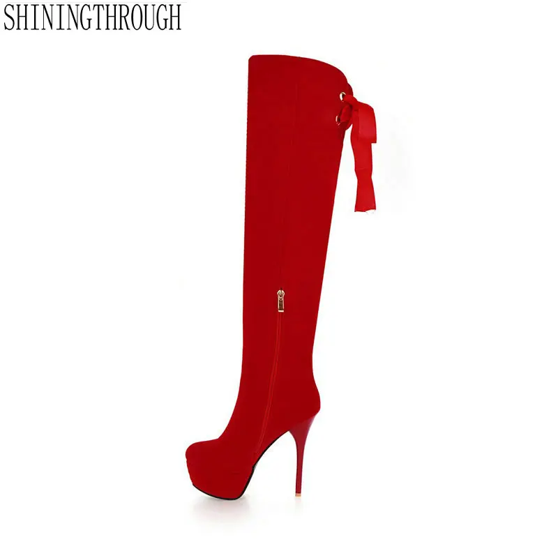 

2019 Women Over The Knee Boots Pu thin High Heel Fashion Erogenous Women Party club dancing Shoes Black Winter Warm Size 34-39