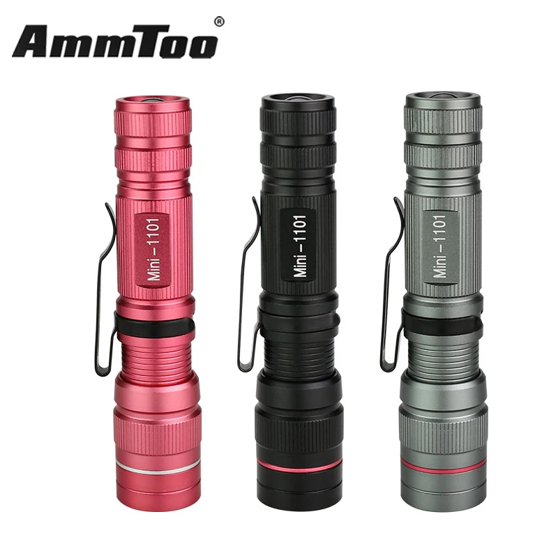 

Mini Penlight 800LM Waterproof LED Flashlight Torch 3 Modes Zoomable Focus Lantern Portable Flashlight Black Gray Pink