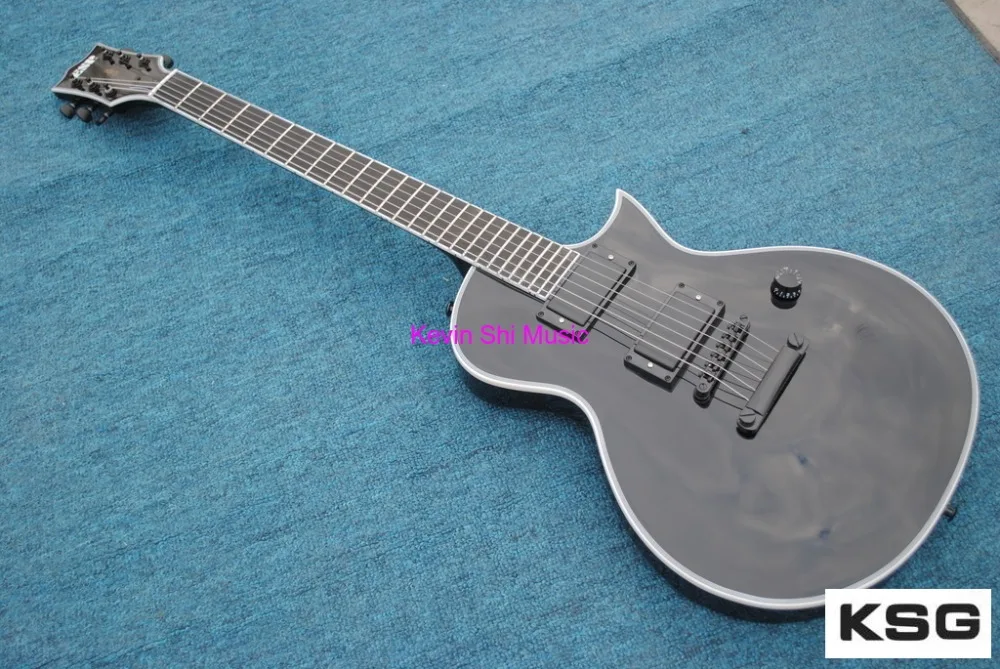 

glossy black eclipse custom guitar custom eclipse deluxe electric guitar no fretboard inaly only 1 volume knob KSG guitar