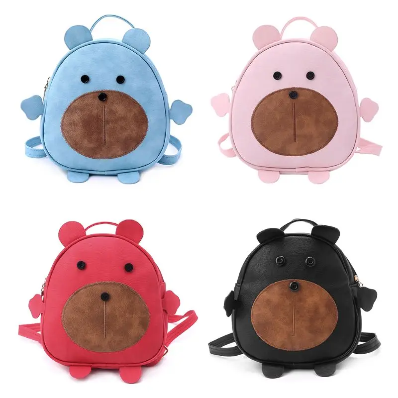 

2018 Kids Cartoon Bear Backpack PU Leather School Bag for Boys Girls Lovely Rucksack Mini Schoolbags for Toddler Preschool Kids