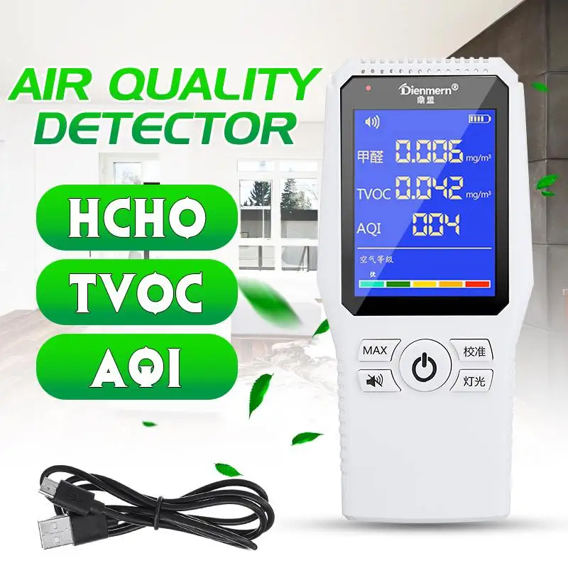 

New Formaldehyde Detector Tester HCHO TVOC AQI Air Quality Pollution Test Analyze Car Household Air Quality Monitor Gas Analyzer