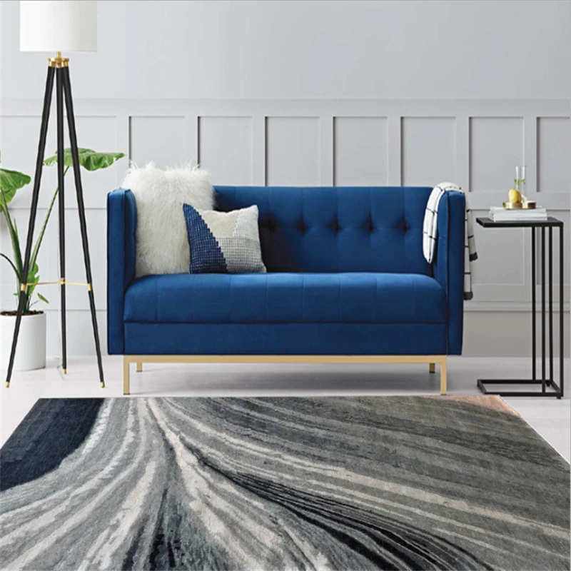 

Rugs for Children Rooms Nordic Abstract Blue Gray Striped Crystal Velvet Carpet Sofa Rugs and Carpets for Home Living Room