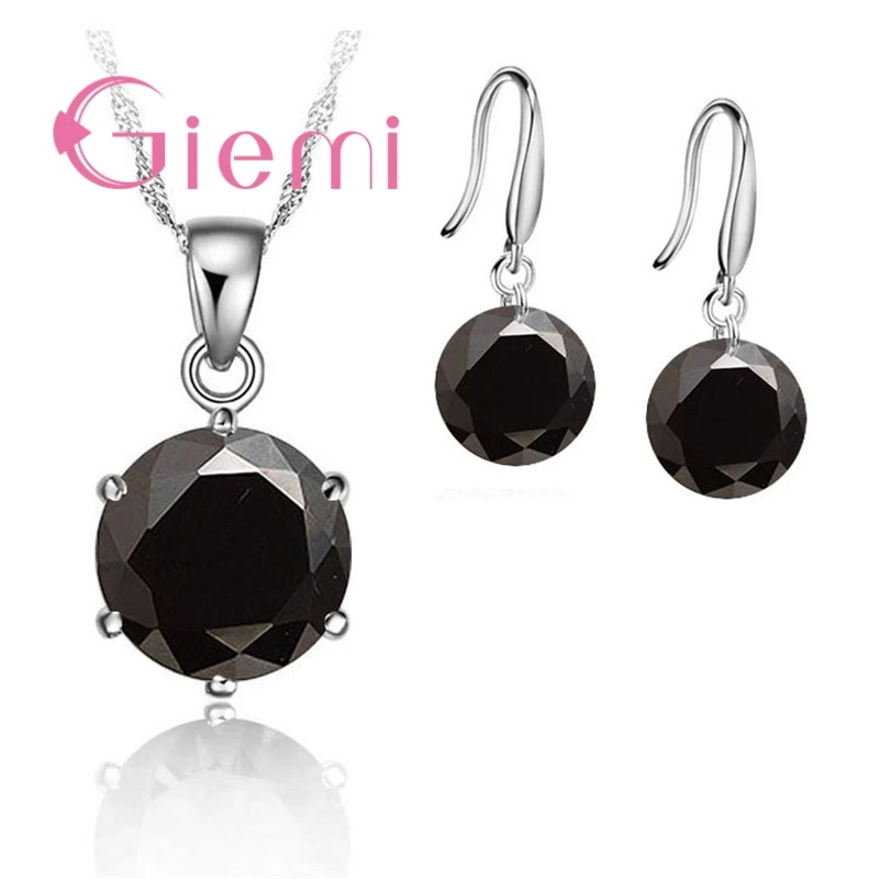 Комплект из колье и серёг серебра 925 пробы с фианитом|silver jewelry set|crystal setsterling silver set |