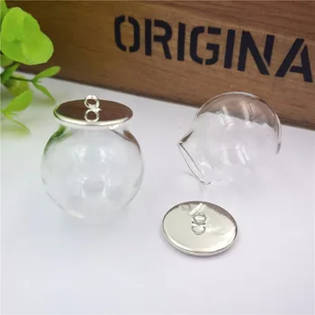 

50sets silver color 25x15mm glass globe with base set glass globe vial pendant glass bottle