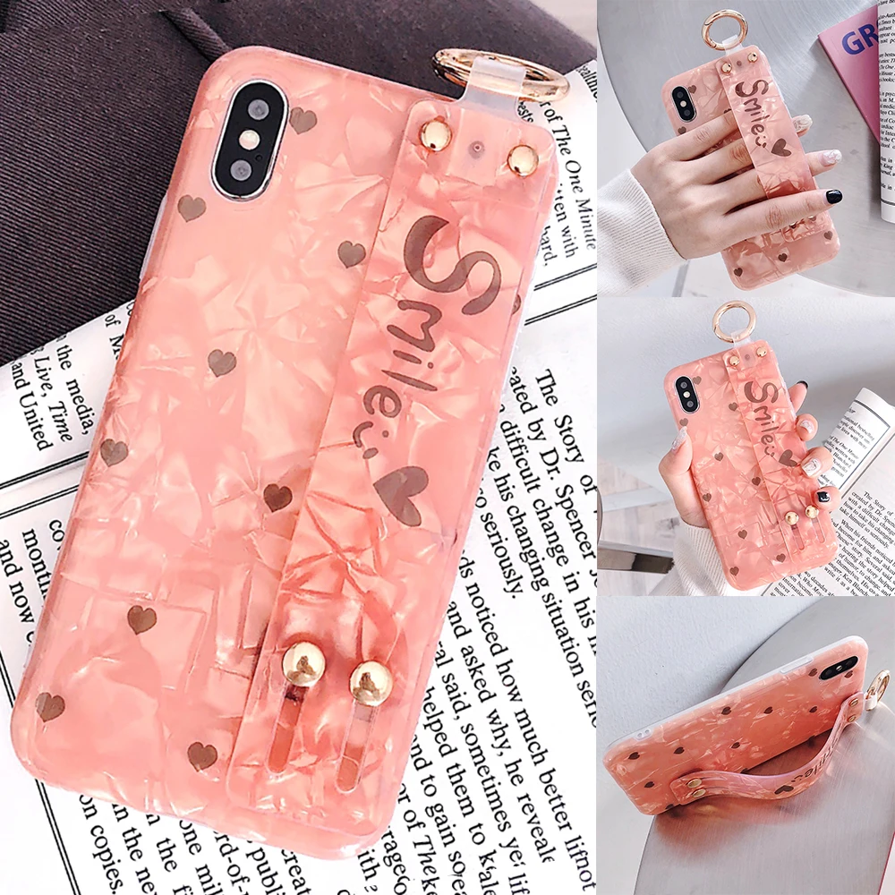 L-FADNUT браслет-держатель чехол для iPhone Xr X Xs Max 7 8 6 S Plus резиновый Loveheart с рисунком