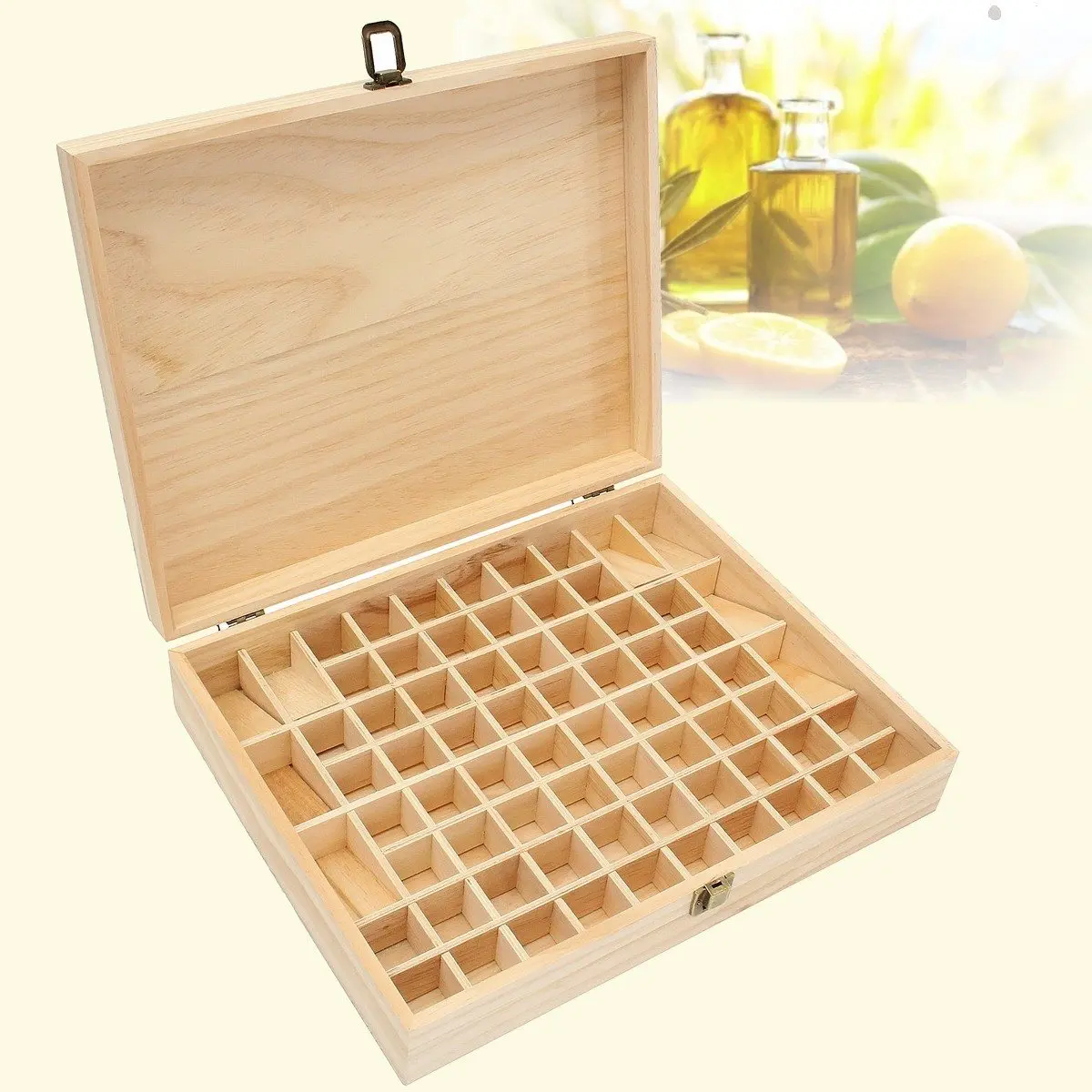 

72 Holes Wooden Essential Oils Storage Box Aromatherapy Natural Pine Wood Handmade Without Paint Accessories