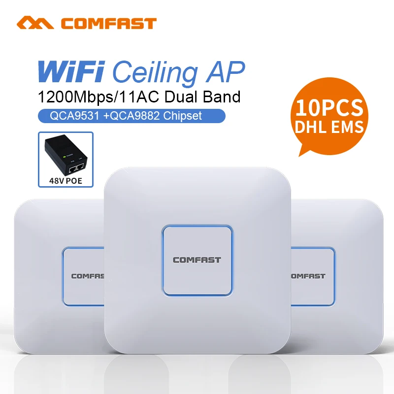 

10pcs DHL Comfast 1200Mbps Dual Band Wireless wifi router 2.4G+5.8G Wifi access point 48V support openWRT ddwrt extender wi-fi