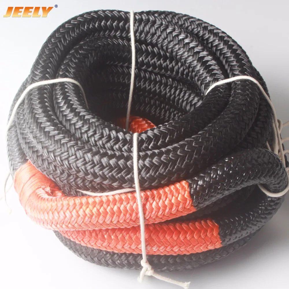 JEELY 25mm*9m 1inch*30ft Double Braided Kinetic Rope Synthetic Winch Rope