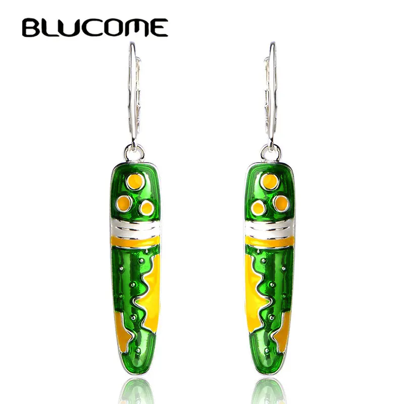 

Blucome Fashion Green Yellow Enamel Drop Earrings Pen Shape Pendant Light Earrings For Women Girls Appointment Jewelry Gifts