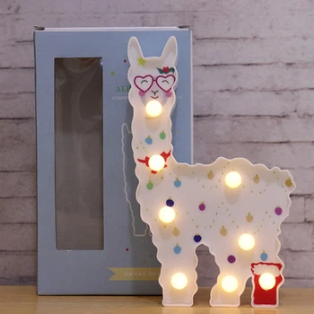 

8 leds Decorative 3D Hanging Night Lamp Light Alpaca Shape Cute Battery Powered Bedside Gift Path Desktop