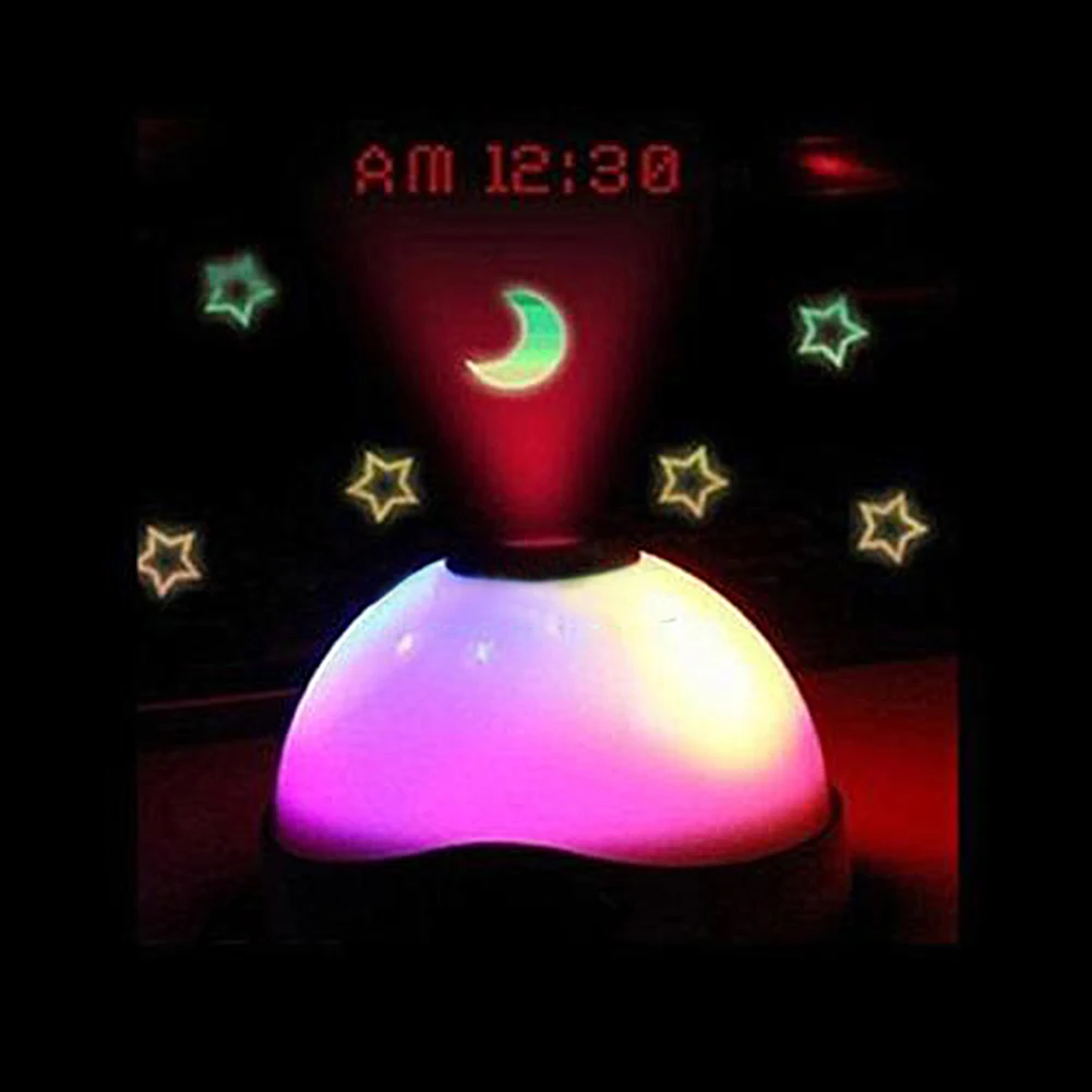 

2018 New Design Color Change Table Clock LED Star Night Light Magic Moon Time Projector Alarm