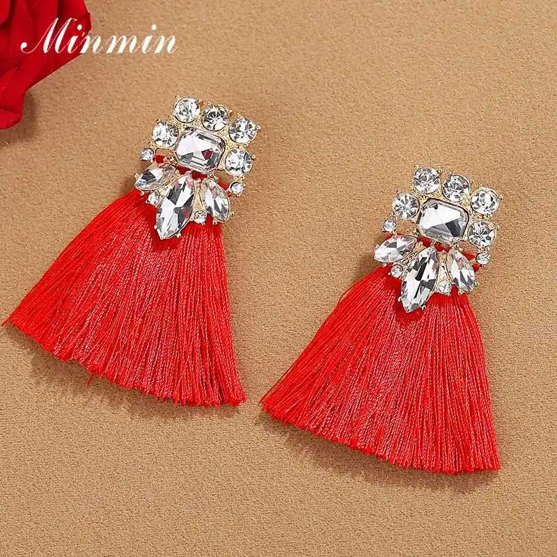 Minmin Vintage Bohemian Long Drop Tassel Earrings for Women Statement Ethnic Fringe Dangle Earrings Fashion Jewelry 2019 EH1488