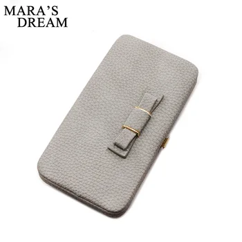 

Mara's Dream High Quality Colorful bowknot pendant PU Leather Long Design Women Wallet Coin Purse Ladies Handbag Day Clutch Bag