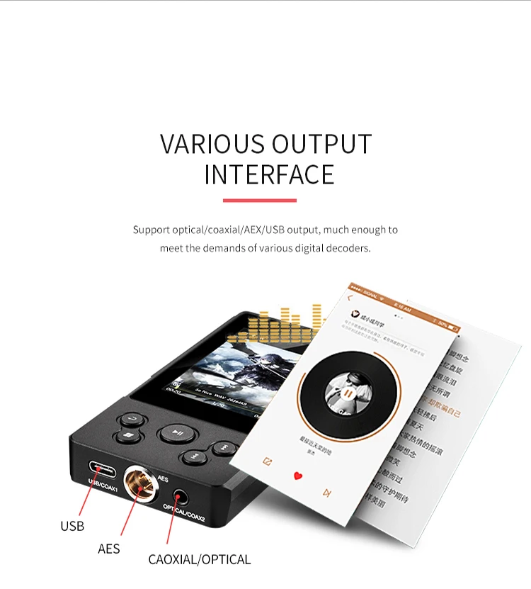 XDUOO X10T II Bluetooth HIFI Digital Turntable Music Player MP3 support DSD256 PCM 384HKz/32Bit Optical/Coaxial/AES/USB Output