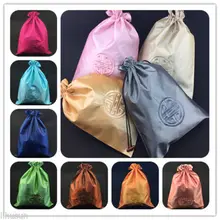 Wholesale10pcs Китайский Фу embroiderd цветок шелк ткани, ювелирные изделия и сумка для обуви 28*37 см