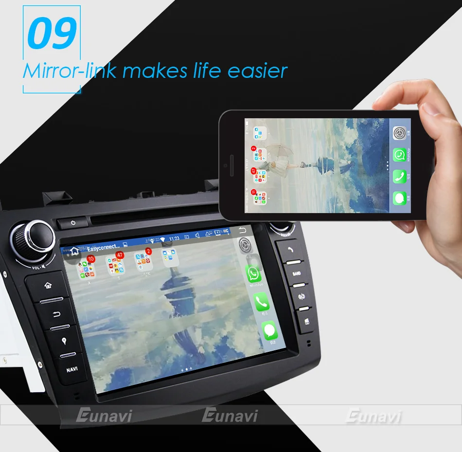 Flash Deal Eunavi 8" HD Screen 2 din Android 9.0 Quad Core Car DVD Player for 2010 2011 2012 2013 MAZDA 3 stereo radio GPS Navigation wifi 15