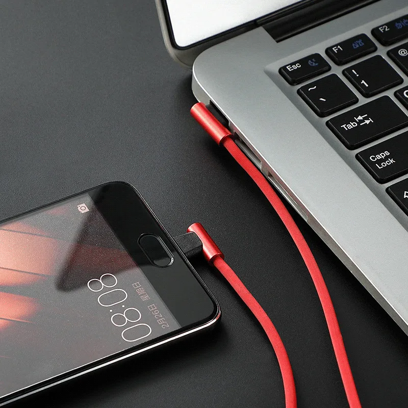 L образный кабель для передачи данных двухсторонний USB Быстрая зарядка мобильный