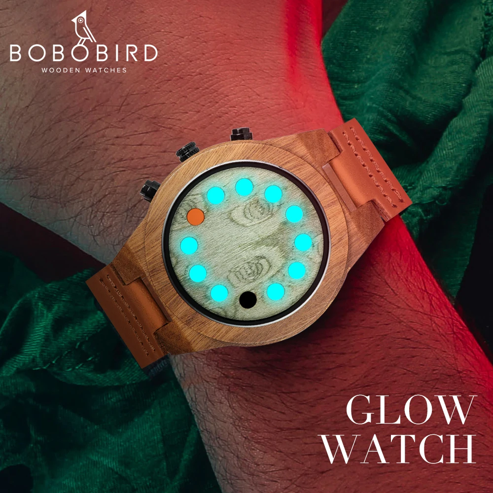 Мужские часы horlogs mannen BOBO BIRD светящиеся в темноте деревянные наручные ручной