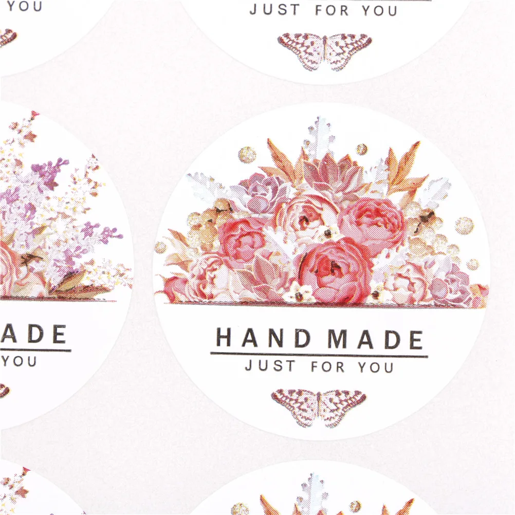 54pcs/lot(6 Sheets)Hand made Flower Design colorful round flowers butterfly Sticker Labels Stationery Sticker just for you
