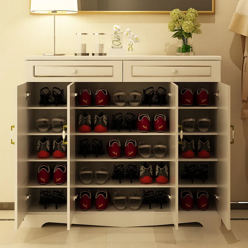LK608 High Quality Wooden Shoes Cabinet Large Capacity Shoes Rack with Drawer Shoes Organizer Living Room Furniture