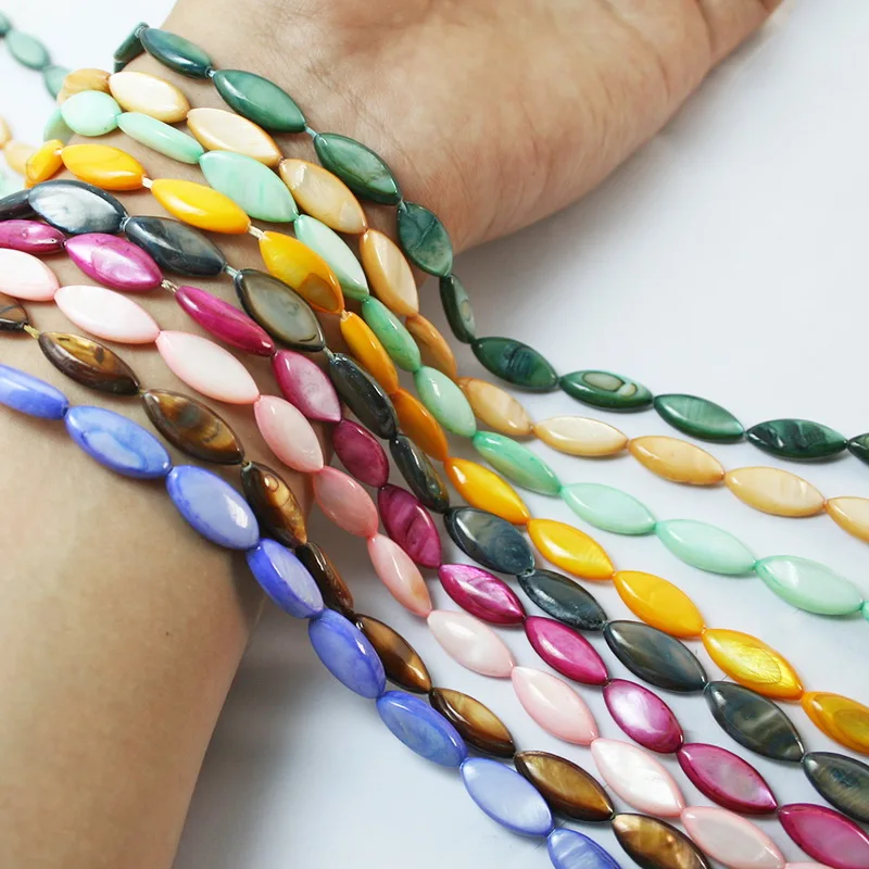 

8*17mm Approx 22pcs 10 Different Colors Natural MOP Shell Horse Eye Beads Fit Bracelet Necklace Unique Jewelry DIY Free Shipping