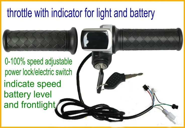 

speedometer twist throttle with speed/battery level/light indicator power lock/key 24v36v48v for electric bike scooter tricycle