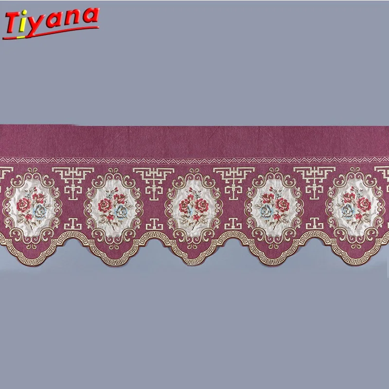 

1pc Purple Roman Valance Curtain Chenille Window Valance European Curtain Swag Decorative Brown Jacquard Drape 1 Piece DL035 *30