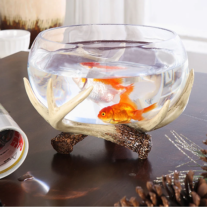 New! Creative deer horn glass fish tank Aquarium Fish Tank Fish Bowl