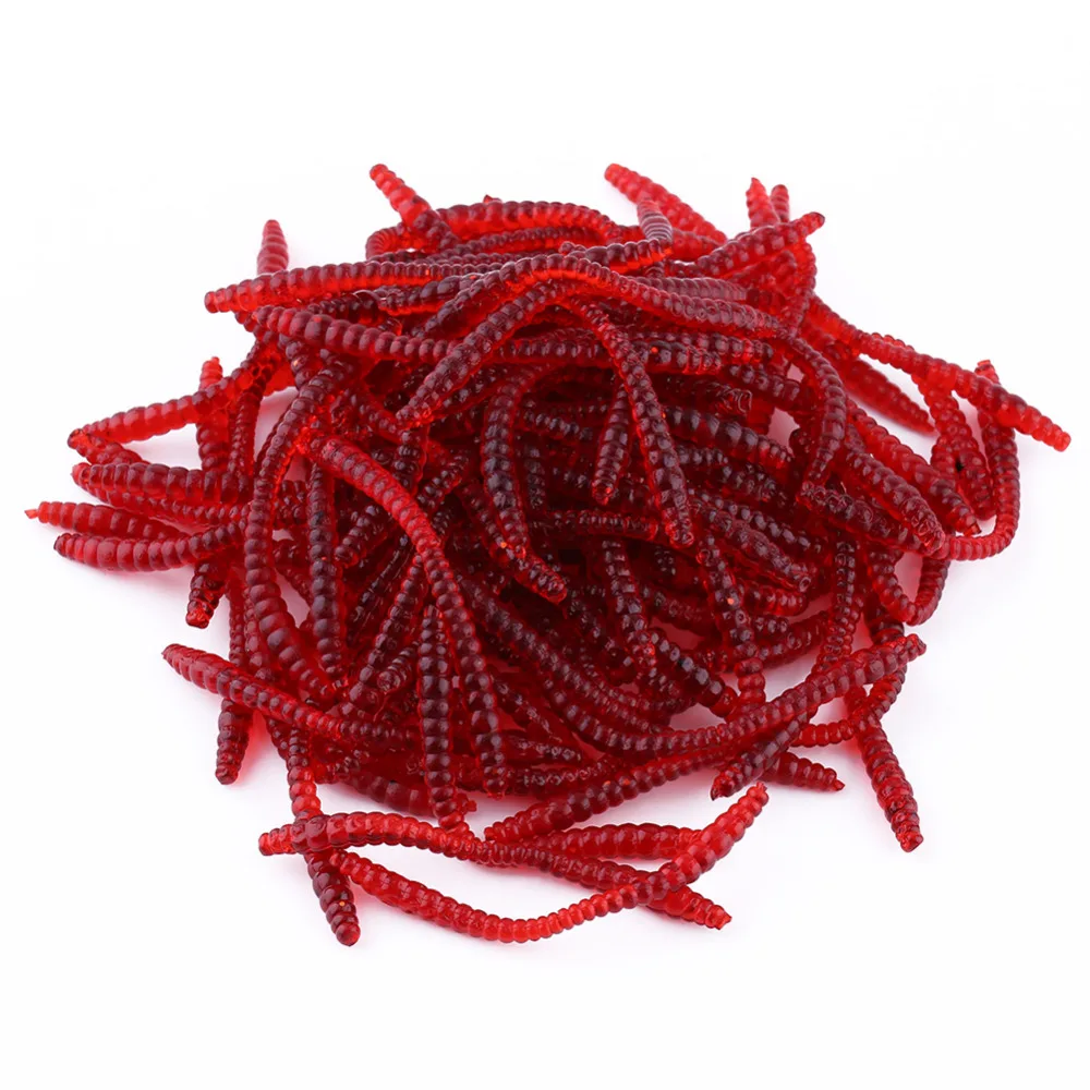 

100Pcs/Lot 6cm Red Soft Simulation Earthworm Worms Artificial Fishing Lure Tackle Soft Bait Lifelike Fishy Smell Lures