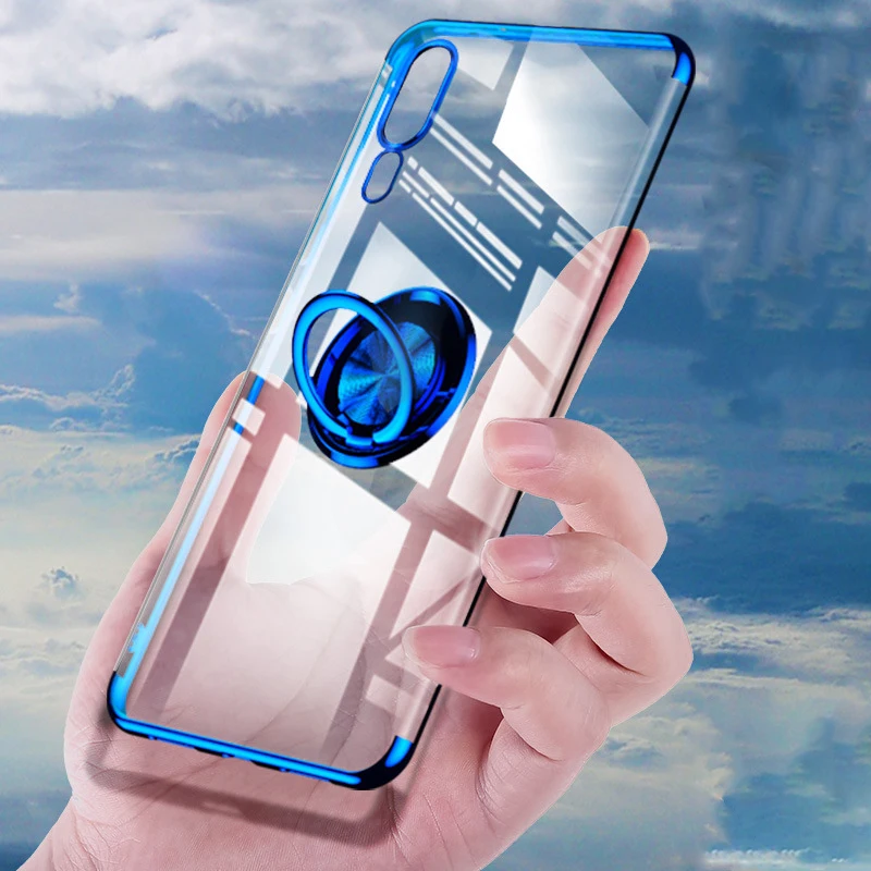 Elecplating Soft Cases for Huawei P30 Pro 30Pro P20 Lite Nova 4 4e 3e Case Invisible Finger Ring Cover for Huawei Mate 20 Case