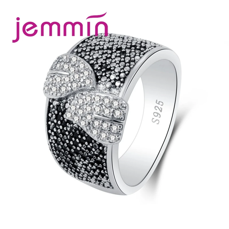 

Jemmin European Style Big Geometeic Leaves Rings Luxury CZ 925 Sterling Silver Women Wedding Appointment Fashion Party Jewelry