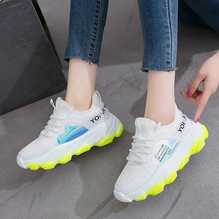 

2019 Harajuku Women's Chunky Sneakers Tenis Basket Women Casual Platform Shoes Mesh Ulzzang Dad Shoes High Top Sneakers